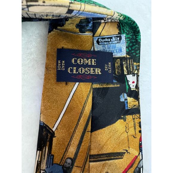 Come Closer Handmade Silk Men's Tie California Theme - Picture 3 of 4